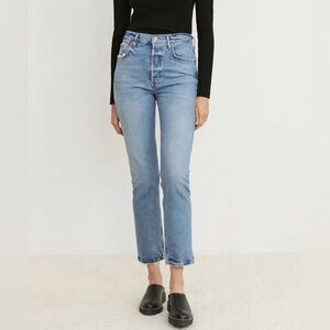 AGOLDE Riley High Rise Slim Straight Crop Jean in Cove